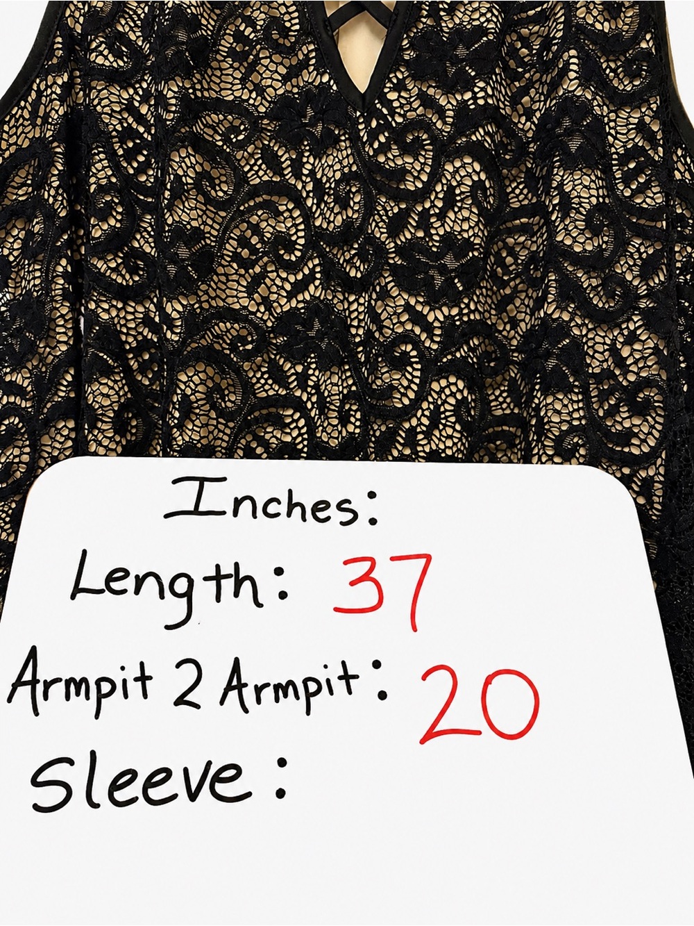 Liberty Love 1X Black Lace Dress Sleeveless Criss Cross Neck Boho Goth Witchy - Picture 9 of 9